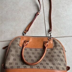 Dooney & Bourke Brown and Tan Logo Satchel